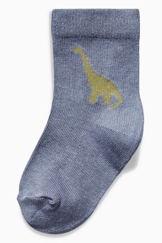Blue/Green Dino Socks Five Pack (Younger Boys)